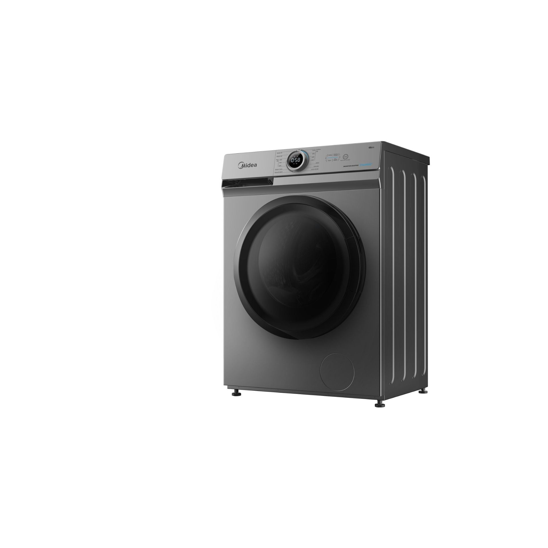 Midea 7KG Front Load Inverter Washing Machine, Silver - MFN09W70B/S Midea 7KG Front Load Inverter Washing Machine, Silver - MFN09W70B/S